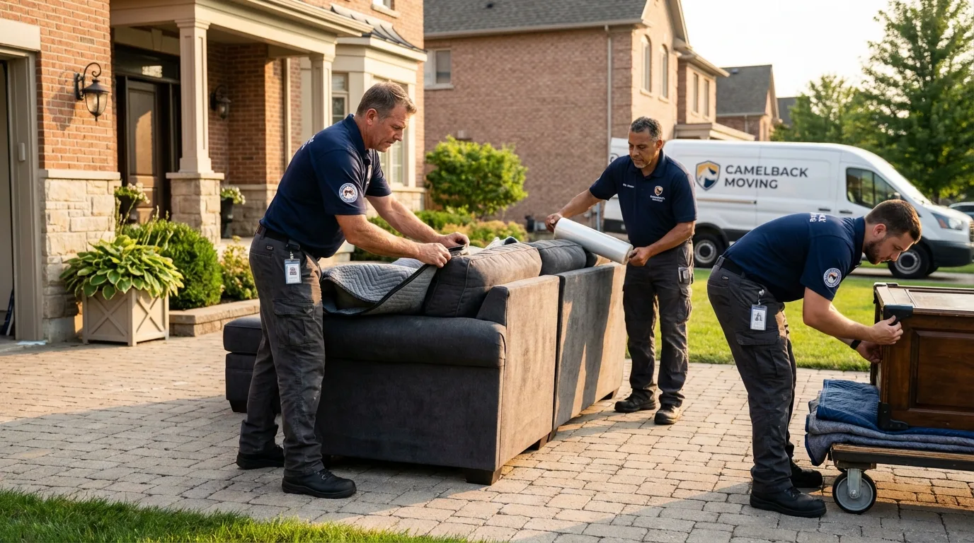 Large estate moving crew wrapping furniture in Saint Clair, MO