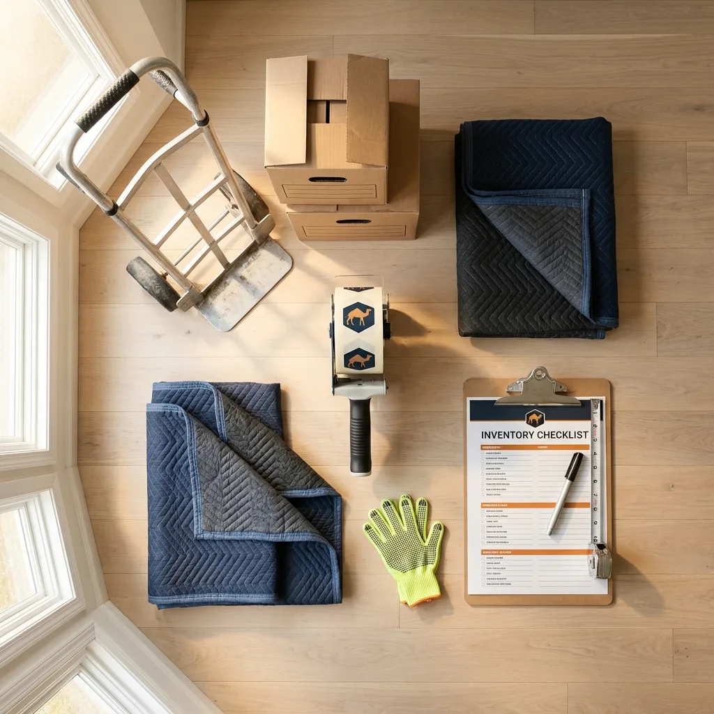 Professional moving supplies and packing materials layout for Saint Clair residential relocations